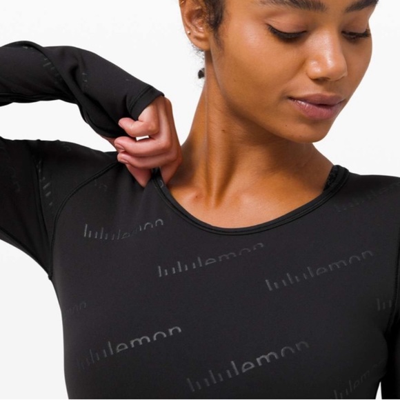 Lululemon Wunder Train Cropped Special Edition Logo Long sleeve top SZ 8 EUC - Picture 3 of 15